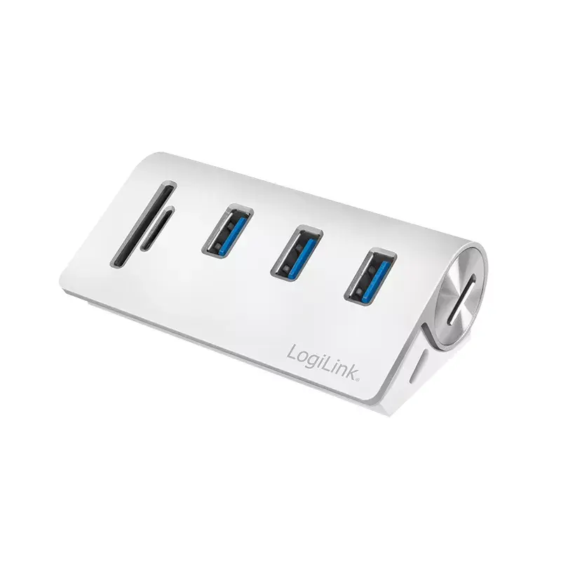 USB 3.0 3 prievadų šakotuvas su SD/MicroSD kortelių skaitytuvu LogiLink CR0045
