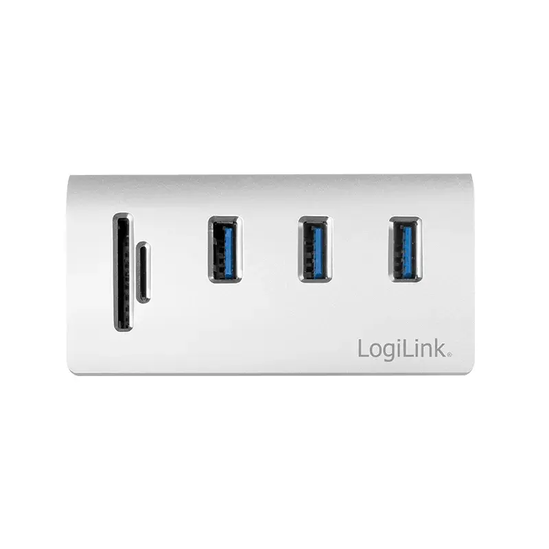 USB 3.0 3 prievadų šakotuvas su SD/MicroSD kortelių skaitytuvu LogiLink CR0045