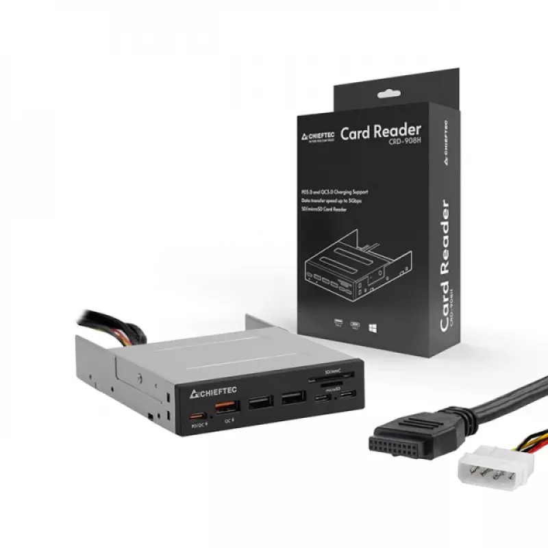 Chieftec CRD-908H kortelių skaitytuvas USB 3.2 Gen 1 vidinis, juodas