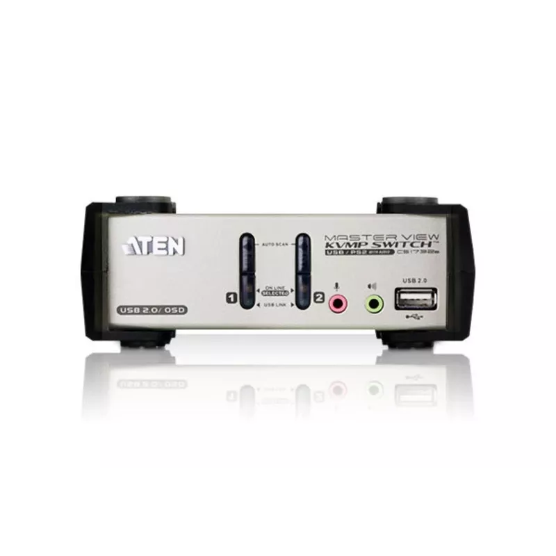 ATEN CS1732B 2 prievadų USB - PS/2 VGA KVM jungiklis su garsu ir USB 2.0 šakotuvu (KVM kabeliai įtraukti)
