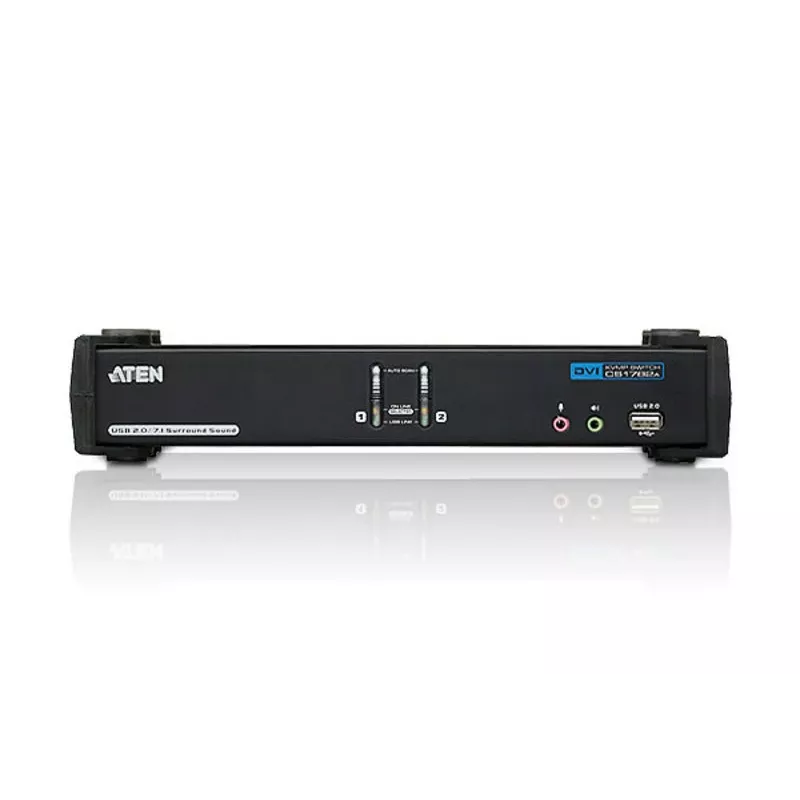 ATEN CS1782A 2 prievadų USB DVI Dual Link KVM jungiklis su garsu ir USB 2.0 šakotuvu (KVM kabeliai įtraukti)