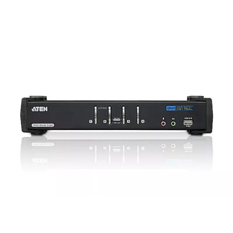 ATEN CS1784A 4 prievadų USB DVI Dual Link KVM jungiklis su garsu ir USB 2.0 šakotuvu (įskaitant KVM laidus)