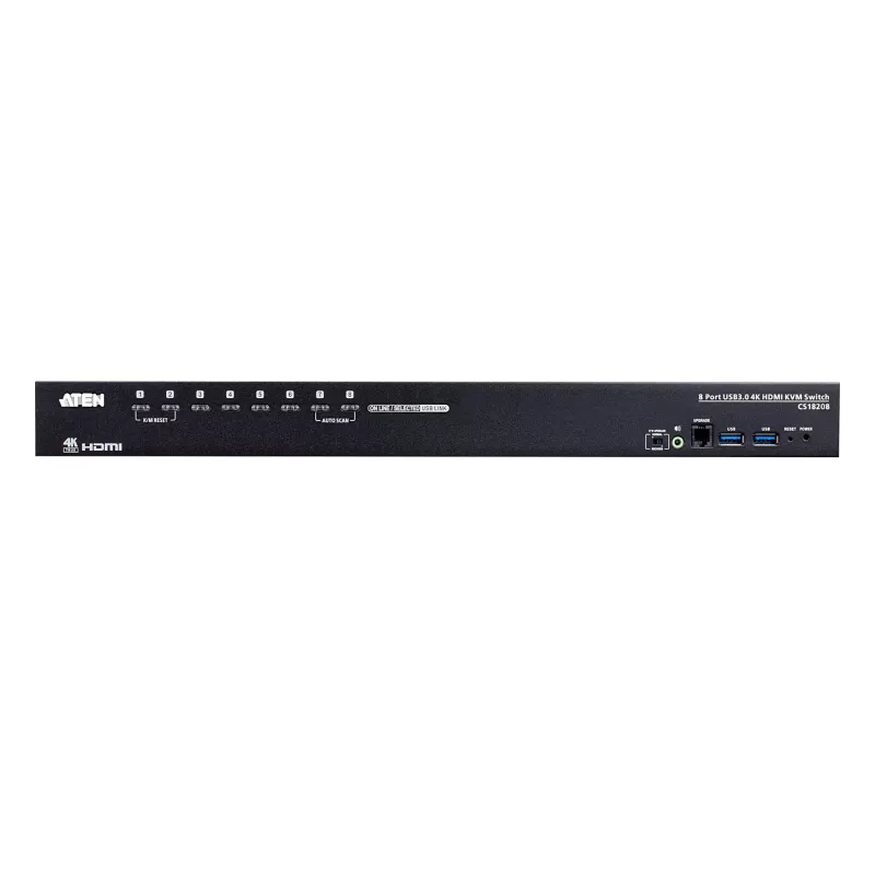 ATEN 8 prievadų USB 3.0 4K HDMI KVM jungiklis, 4096 x 2160 pikselių, 4K Ultra HD, 9,77 W, juodas