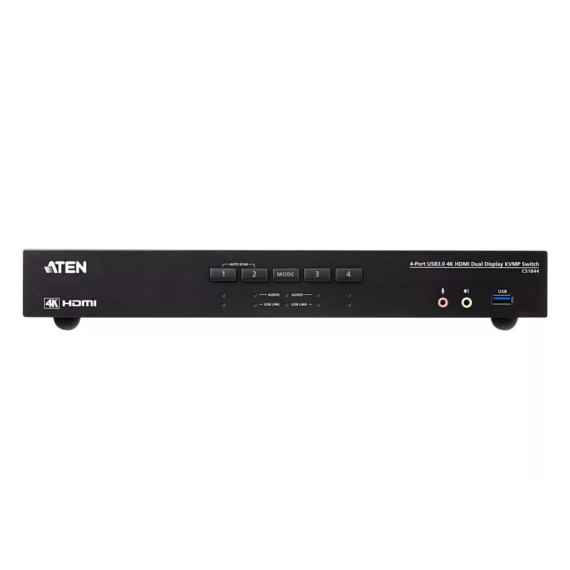 ATEN 4 prievadų USB 3.0 4K HDMI dviejų ekranų KVMP™ jungiklis, 4096 x 2160 pikselių, 4K Ultra HD, 4,42 W, juodas