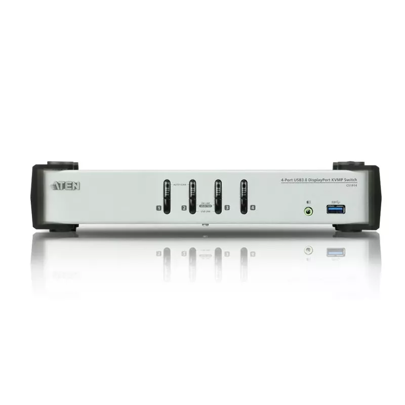 ATEN 4 prievadų USB 3.1 Gen 1 DisplayPort 1.1 KVMP™ jungiklis su garsiakalbiu (KVM kabeliai įtraukti)