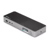 Universali nešiojamojo kompiuterio dokų stotelė StarTech.com, hibridinė USB-C ir USB-A, dviguba 4K DP ir HDMI, 60W PD, Mac / Windows / Chrome OS, 4x USB 5Gbps šakotuvas, GbE