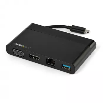 StarTech.com USB-C kelių prievadų adapteris su HDMI, VGA, Gigabit Ethernet ir USB 3.0 – USB-C į 4K HDMI arba 1080p VGA ekrano mini dokas – USB Type-C kelioninis dokas USB-C nešiojamiesiems