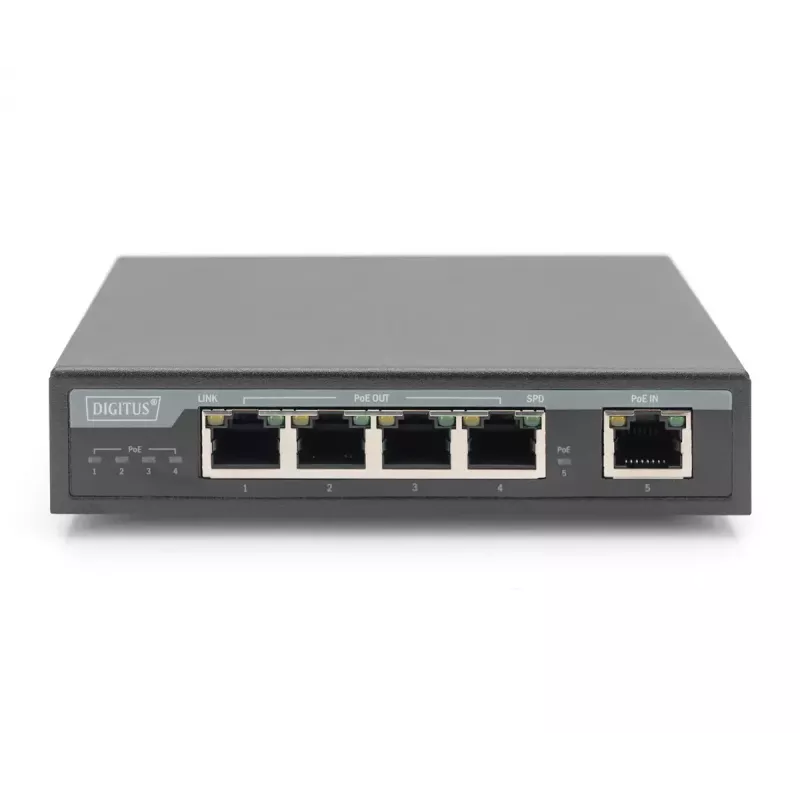 Digitus 4 prievadų Gigabit 4PPoE praplėstuvas 802.3at 60W juodas