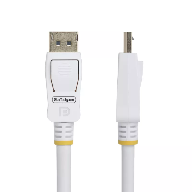StarTech.com 3 m baltas VESA sertifikuotas DisplayPort 1.2 laidas, 4K 60Hz, 21.6Gbps, fiksuojančios DP jungtys, DP 1.2 DisplayPort laidas, DP monitoriaus laidas, M/M