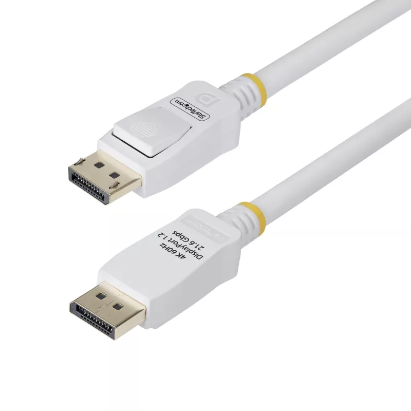 StarTech.com 3 m baltas VESA sertifikuotas DisplayPort 1.2 laidas, 4K 60Hz, 21.6Gbps, fiksuojančios DP jungtys, DP 1.2 DisplayPort laidas, DP monitoriaus laidas, M/M