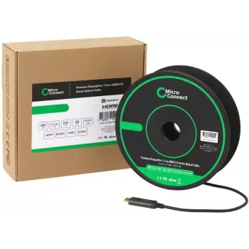 Microconnect DP-HDMI-1000V1.4OP aktyvus optinis adapterio kabelis 10 m DisplayPort → HDMI A tipas juodas