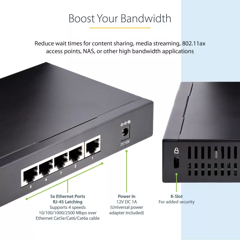 StarTech.com 5 prievadų 2.5G nevaldomas tinklo jungiklis