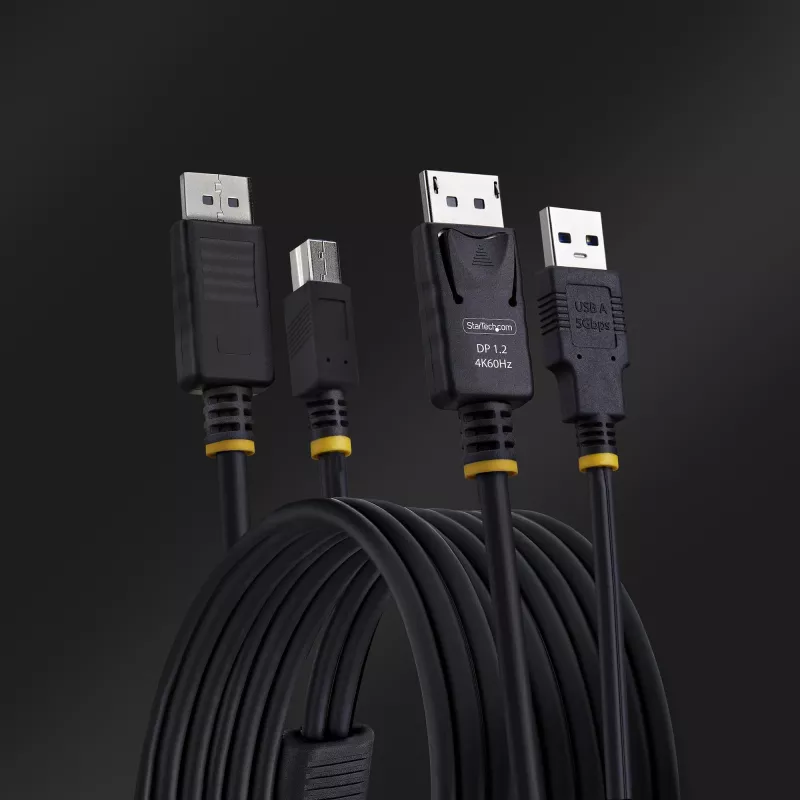 StarTech.com 1,8 m DP ir USB 5 Gbps KVM kabelis, 4K 60 Hz, universalus DP 1.2 / USB 3.0 kombinuotas kabelis KVM jungikliams