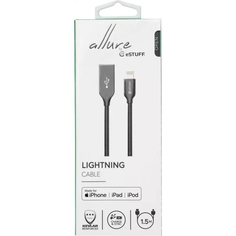 eSTUFF ES601165 Lightning laidas 1,5 m pilkas