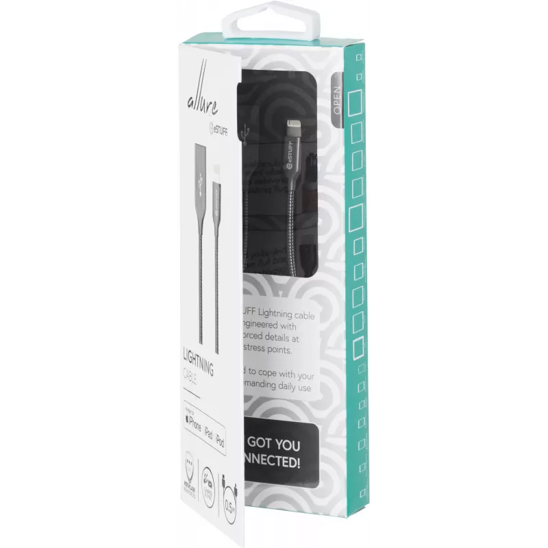 eSTUFF ES601165 Lightning laidas 1,5 m pilkas
