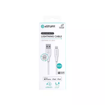 Lightning laidas eSTUFF ES601170 1m USB A 2,4A 5V baltas