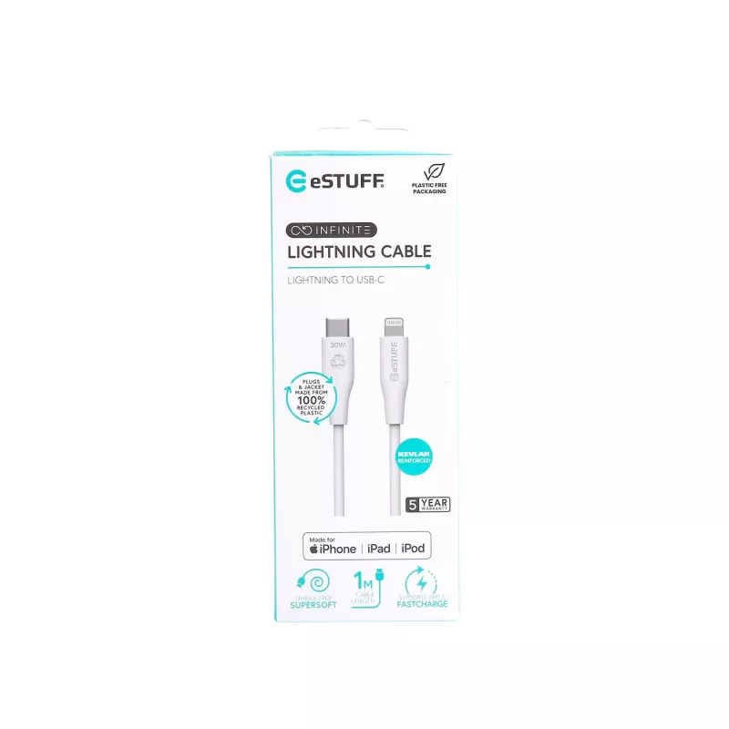 Lightning laidas eSTUFF ES602170 1 m USB C 2,4 A 5 V, GRS sertifikuotas