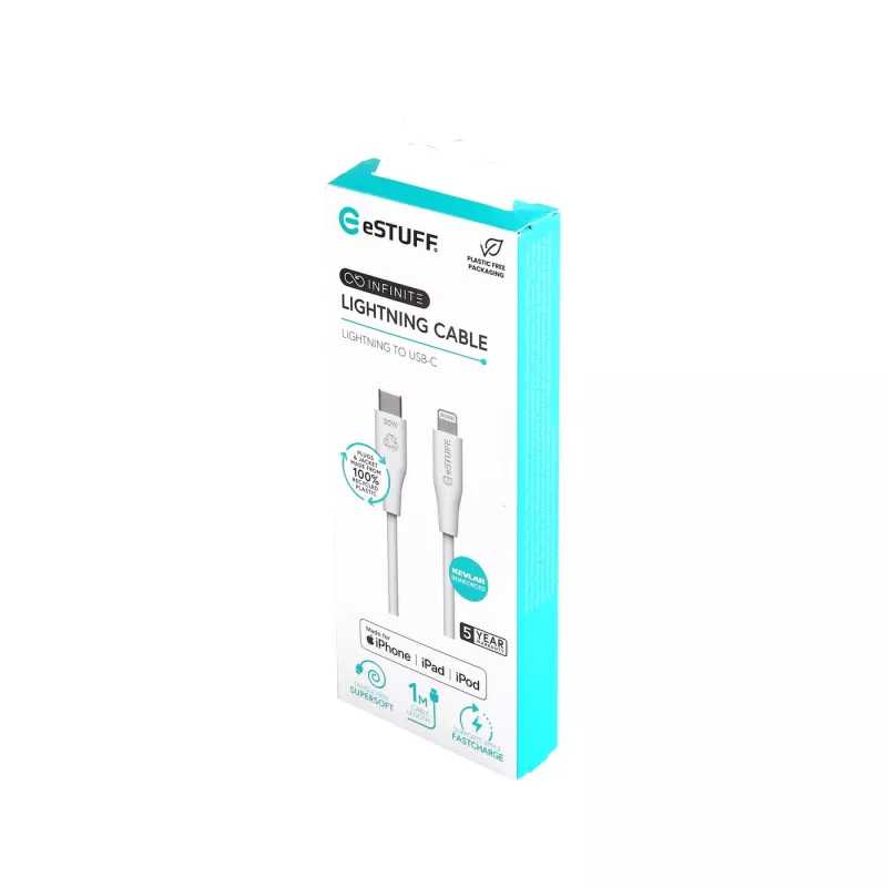 Lightning laidas eSTUFF ES602170 1 m USB C 2,4 A 5 V, GRS sertifikuotas