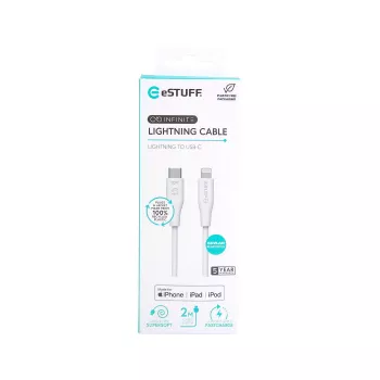 Lightning laidas eSTUFF ES602270 3m USB C 2.4A Baltas