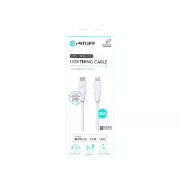 Laidinis laidas eSTUFF ES602370 Lightning 3 m USB C 2,4 A 5 V