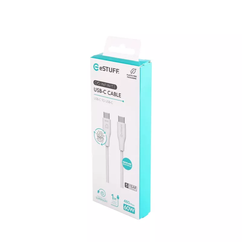 USB-C laidas eSTUFF ES604170 USB 2.0 1 m baltas