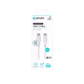 USB-C laidas eSTUFF ES604270 2m baltas USB 2.0 0.48 Gbit/s