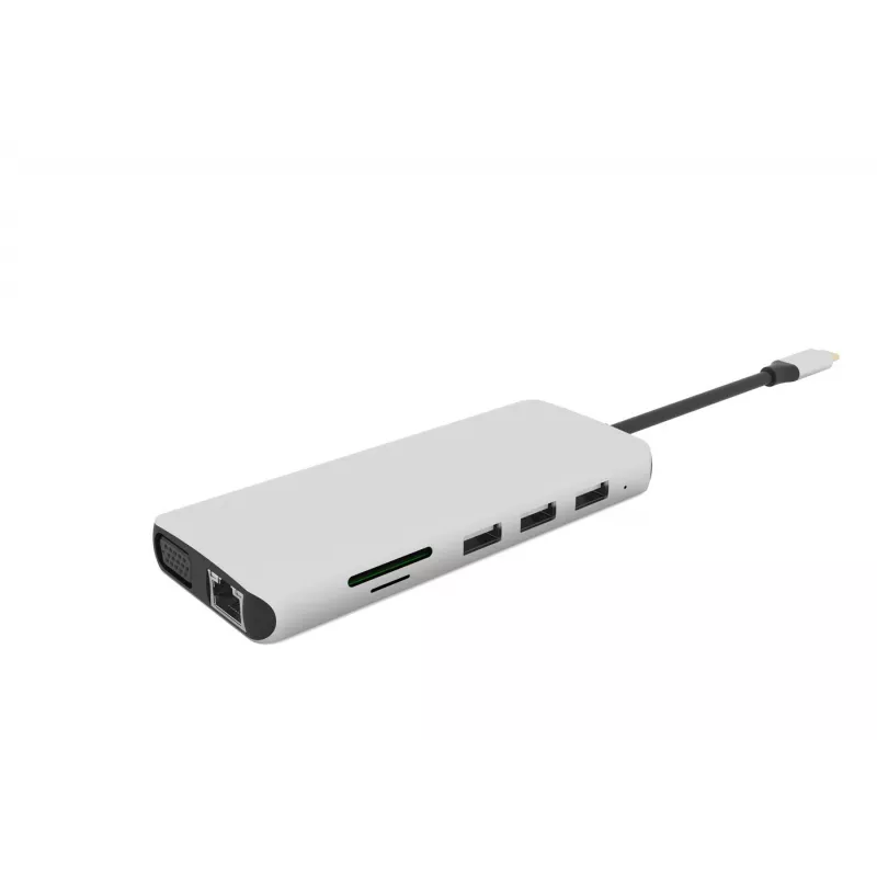 eSTUFF ES623009 12-in-1 USB-C stotelė USB 3.2 Gen 1 pilka
