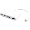 USB šakotuvas eSTUFF USB-C į 2 x USB 3.0 ir 2 x USB-C 3.1 10000 Mbit/s baltas