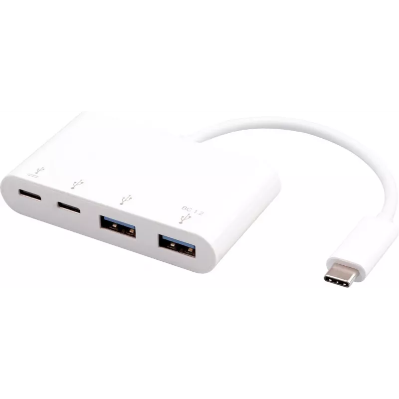 USB šakotuvas eSTUFF USB-C į 2 x USB 3.0 ir 2 x USB-C 3.1 10000 Mbit/s baltas