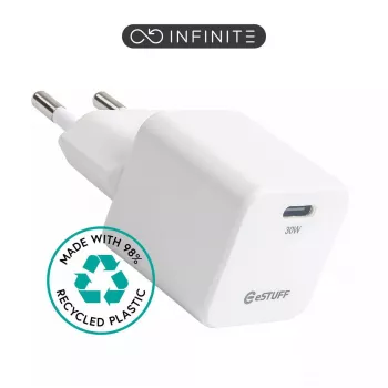 eSTUFF ES637027 mobiliojo įrenginio greitasis kroviklis 30 W USB-C baltas