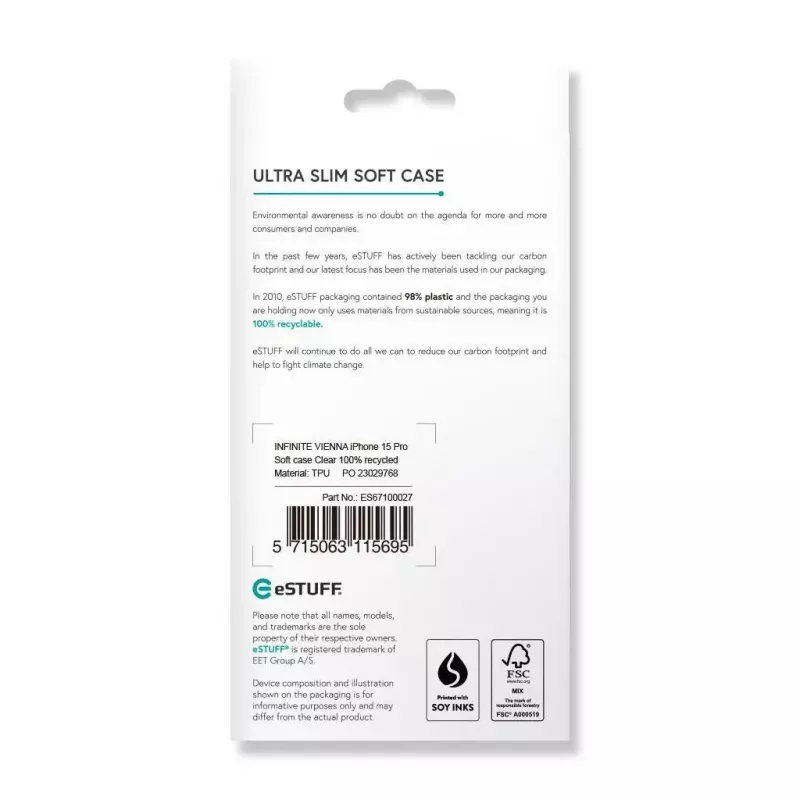 eSTUFF ES67100027 dėklas mobiliesiems telefonams 15,5 cm (6,1 colio) permatomas