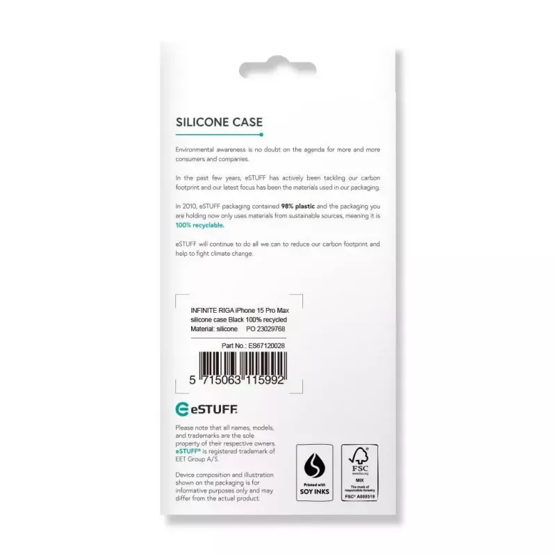 eSTUFF ES67120028 dėklas mobiliesiems telefonams 17 cm (6,7 colio) Juodas