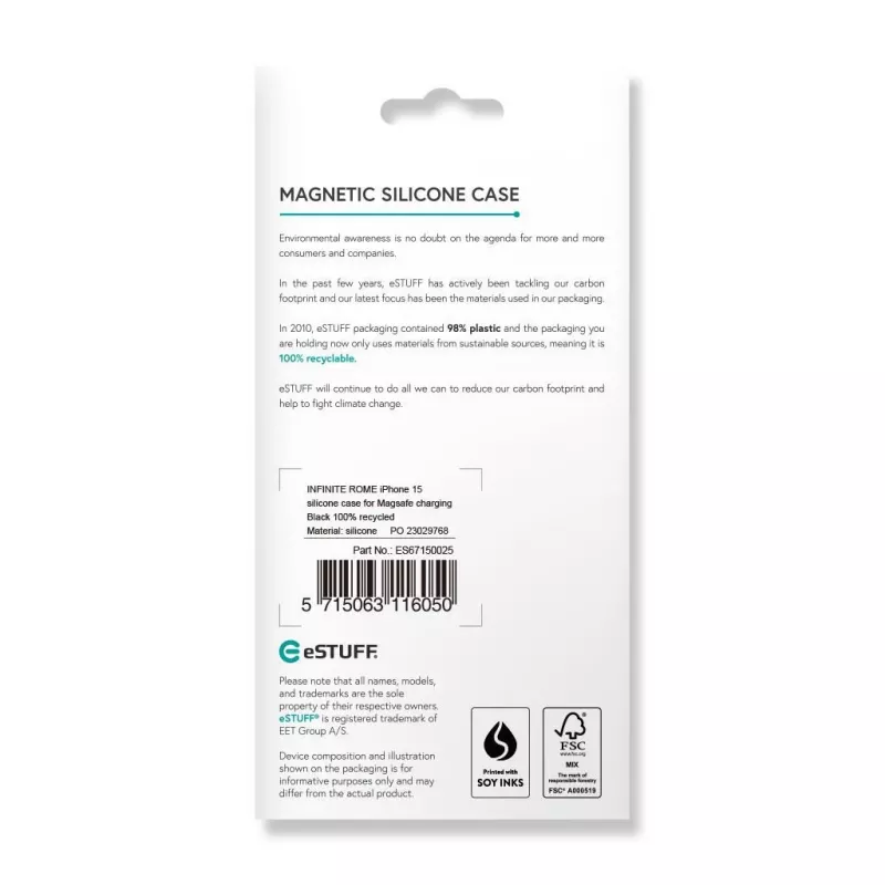 eSTUFF ES67150025 dėklas mobiliesiems telefonams 15,5 cm (6,1 colio) Juodas