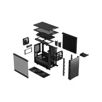 PC korpusas Fractal Design Define 7 Nano Black — Mini-ITX/Mini-DTX, ATX maitinimo šaltinis, grūdintas stiklas, 205×399×361 mm