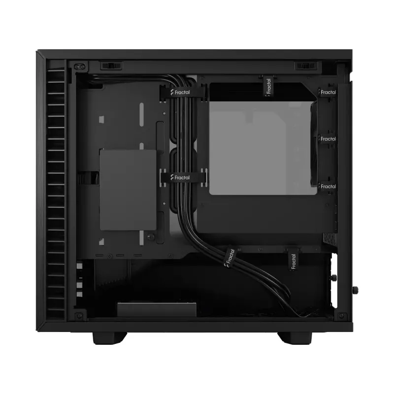 PC korpusas Fractal Design Define 7 Nano Black — Mini-ITX/Mini-DTX, ATX maitinimo šaltinis, grūdintas stiklas, 205×399×361 mm