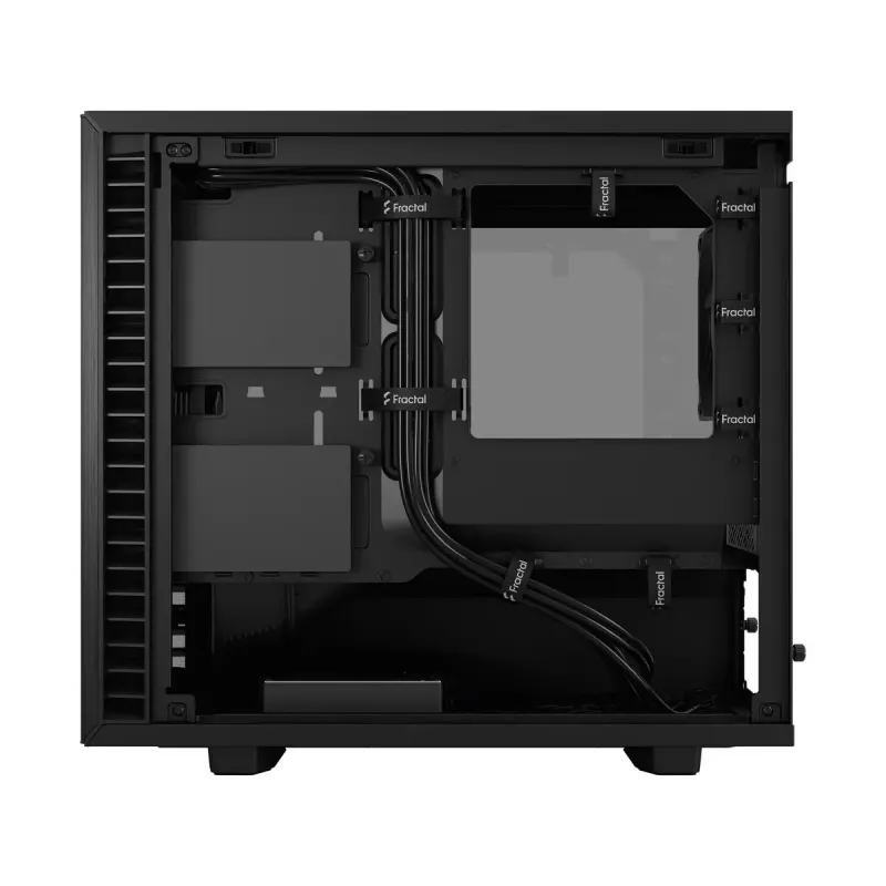 PC korpusas Fractal Design Define 7 Nano Black — Mini-ITX/Mini-DTX, ATX maitinimo šaltinis, grūdintas stiklas, 205×399×361 mm