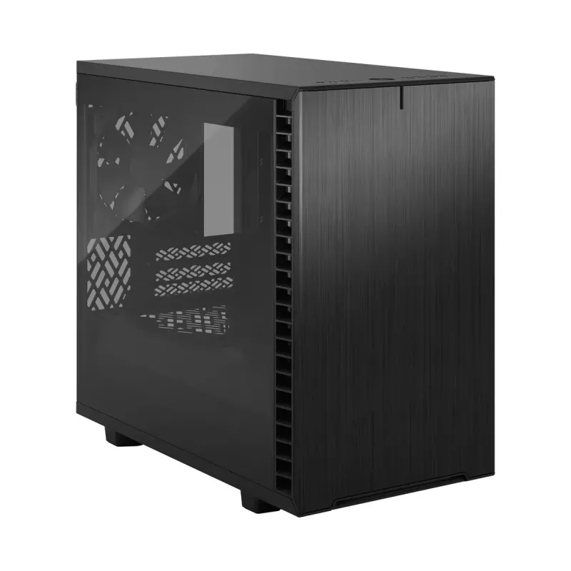 PC korpusas Fractal Design Define 7 Nano Black — Mini-ITX/Mini-DTX, ATX maitinimo šaltinis, grūdintas stiklas, 205×399×361 mm