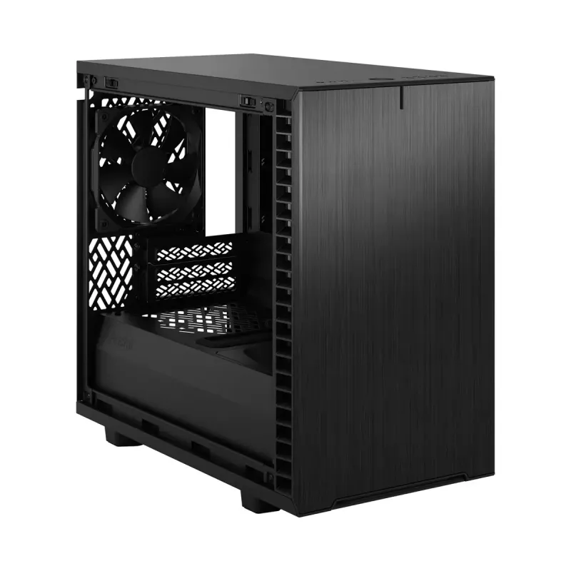 PC korpusas Fractal Design Define 7 Nano Black — Mini-ITX/Mini-DTX, ATX maitinimo šaltinis, grūdintas stiklas, 205×399×361 mm