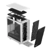 PC korpusas Fractal Design Meshify 2 Compact — baltas, ATX maitinimo šaltiniui, 2×140 mm priekyje, 1×120 mm gale, 2,5 colio/3,5 colio diskams, 210×424×475 mm