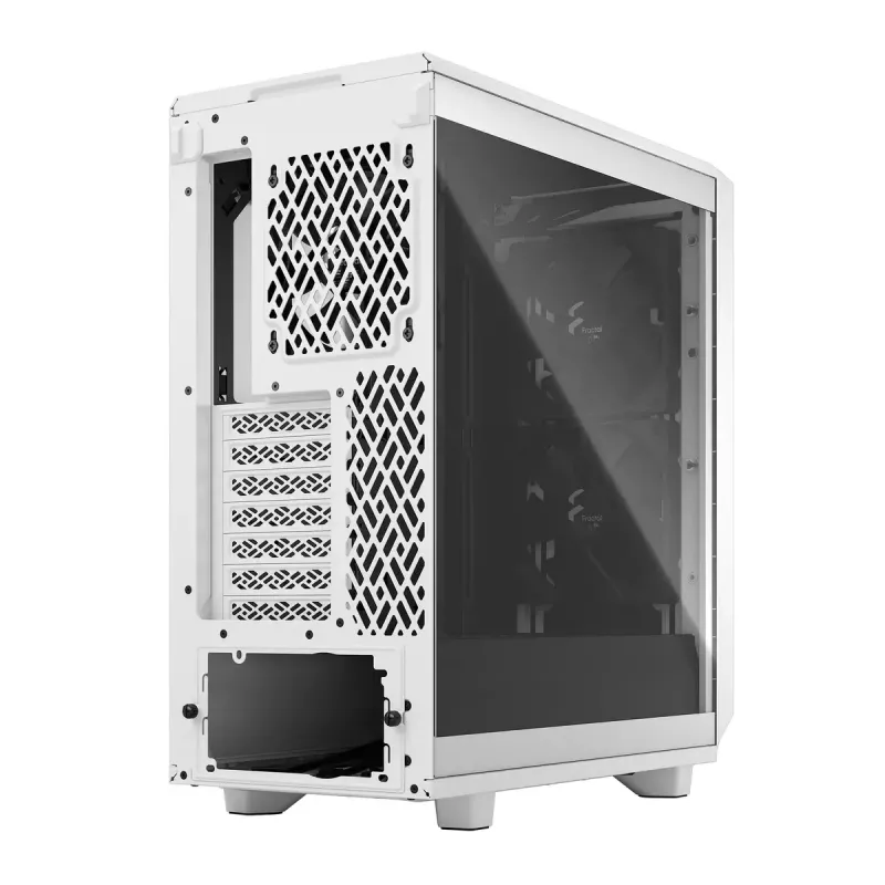 PC korpusas Fractal Design Meshify 2 Compact — baltas, ATX maitinimo šaltiniui, 2×140 mm priekyje, 1×120 mm gale, 2,5 colio/3,5 colio diskams, 210×424×475 mm