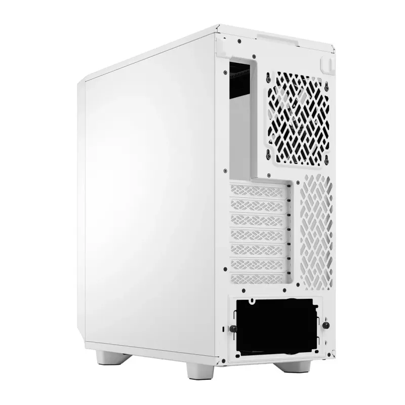 PC korpusas Fractal Design Meshify 2 Compact — baltas, ATX maitinimo šaltiniui, 2×140 mm priekyje, 1×120 mm gale, 2,5 colio/3,5 colio diskams, 210×424×475 mm