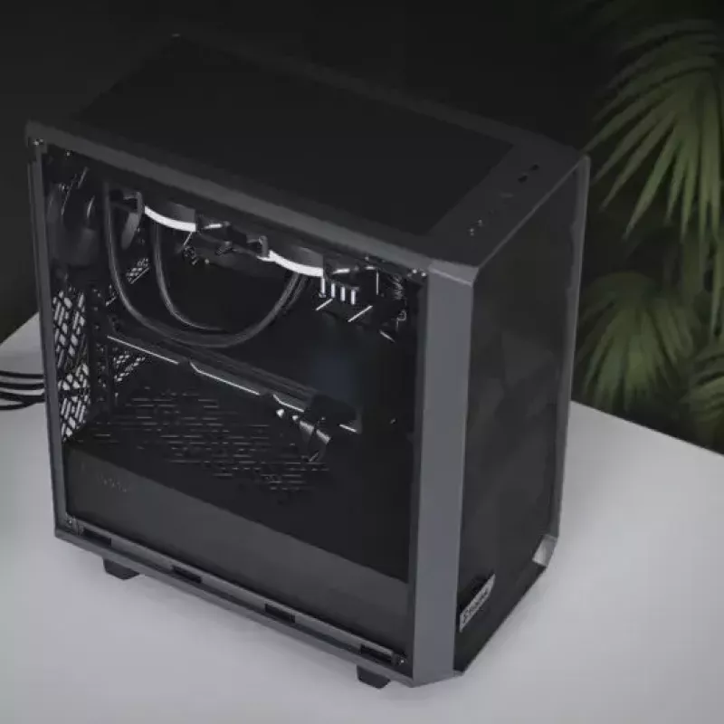 PC korpusas Fractal Design Meshify 2 Compact — baltas, ATX maitinimo šaltiniui, 2×140 mm priekyje, 1×120 mm gale, 2,5 colio/3,5 colio diskams, 210×424×475 mm