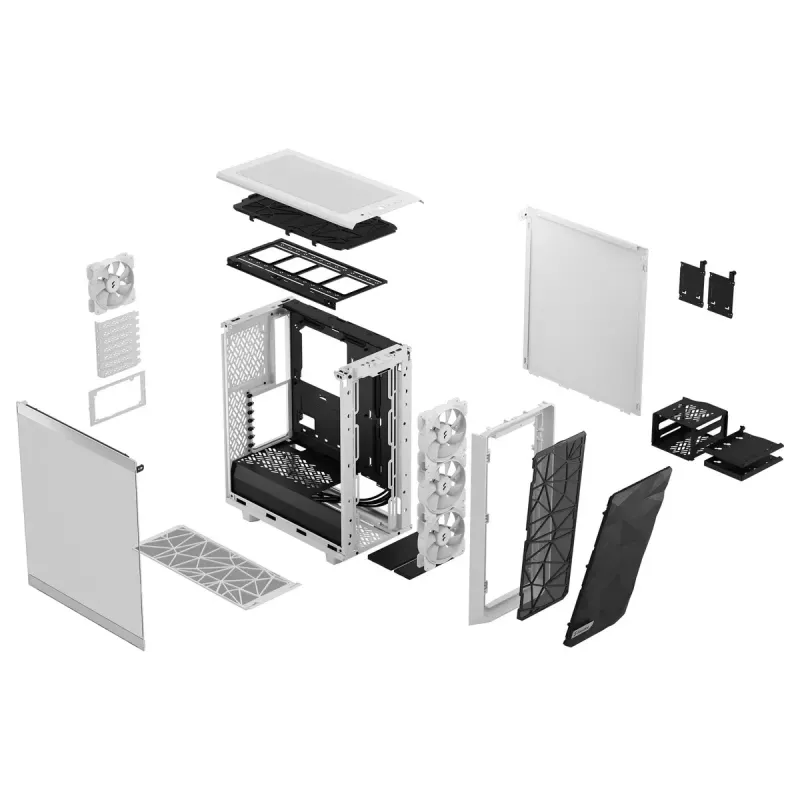 Fractal Design Meshify 2 Compact RGB White TG Clear kompiuterio korpusas, ATX