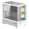 GIGABYTE C201 PANORAMIC ICE korpusas - Mid Tower, m-ATX, 360mm radiatoriaus palaikymas, 3 iš anksto sumontuoti ventiliatoriai, USB 3.0, RGB Fusion palaikymas