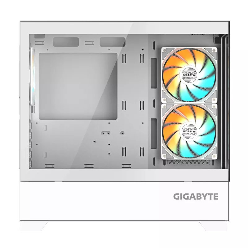 GIGABYTE C201 PANORAMIC ICE korpusas - Mid Tower, m-ATX, 360mm radiatoriaus palaikymas, 3 iš anksto sumontuoti ventiliatoriai, USB 3.0, RGB Fusion palaikymas