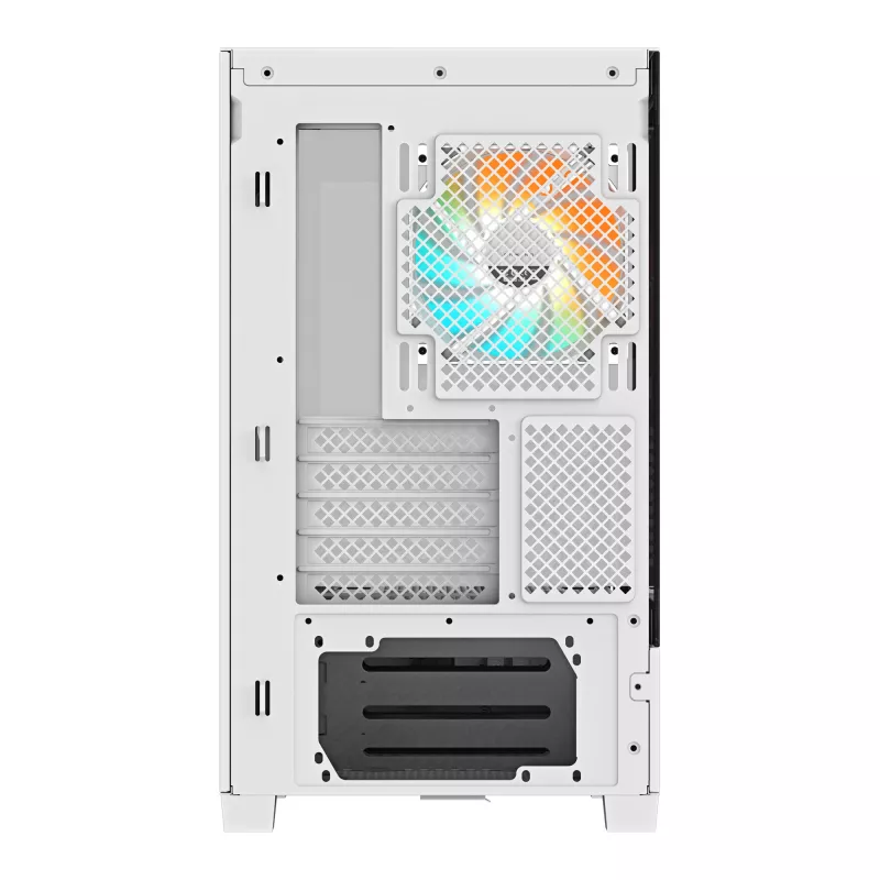 GIGABYTE C201 PANORAMIC ICE korpusas - Mid Tower, m-ATX, 360mm radiatoriaus palaikymas, 3 iš anksto sumontuoti ventiliatoriai, USB 3.0, RGB Fusion palaikymas