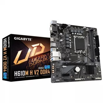 GIGABYTE H610M H V2 DDR4 pagrindinė plokštė – palaiko Intel Core 14-os kartos procesorius, 6+1+1 hibridinis skaitmeninis VRM, iki 3200MHz DDR4 (OC), 1xPCIe 3.0 M.2, GbE LAN, USB 3.2 Gen 1