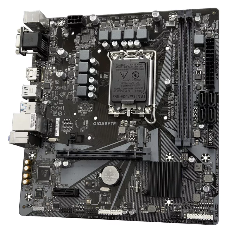 GIGABYTE H610M H V2 DDR4 pagrindinė plokštė – palaiko Intel Core 14-os kartos procesorius, 6+1+1 hibridinis skaitmeninis VRM, iki 3200MHz DDR4 (OC), 1xPCIe 3.0 M.2, GbE LAN, USB 3.2 Gen 1