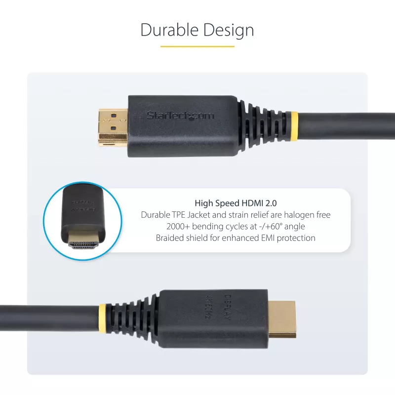 StarTech.com 10 m aktyvus aukštos spartos HDMI laidas, 4K 60Hz/1440p 144Hz, HDR10/HDCP 2.2/ARC, 18Gbps, UHD HDMI 2.0, TPE apvalkalas