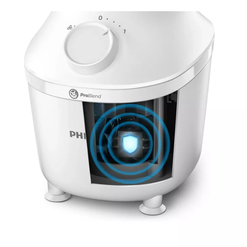 Stalinis blenderis Philips HR2041/00 — 450 W, 1,9 l plastikinis dubuo, nerūdijančio plieno peiliai, baltas